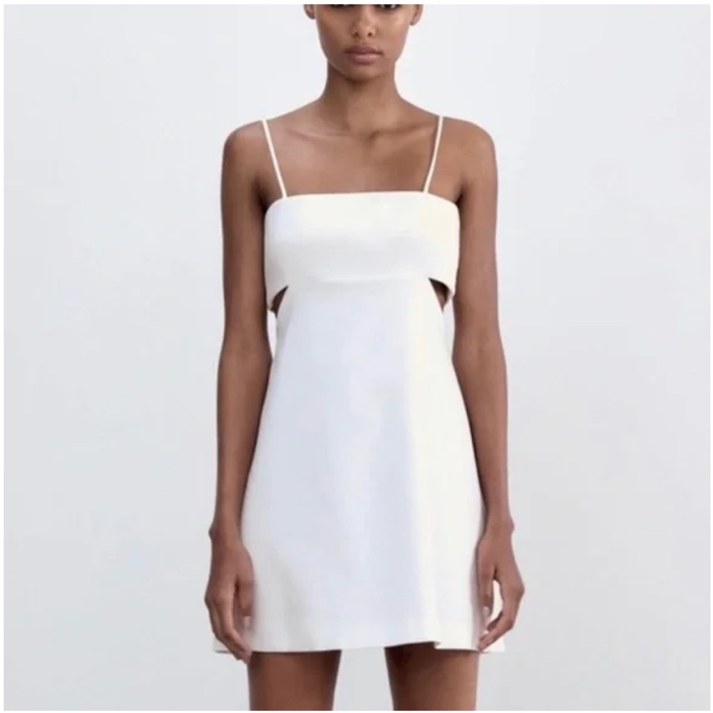 NWT Zara white mini dress with cut outs